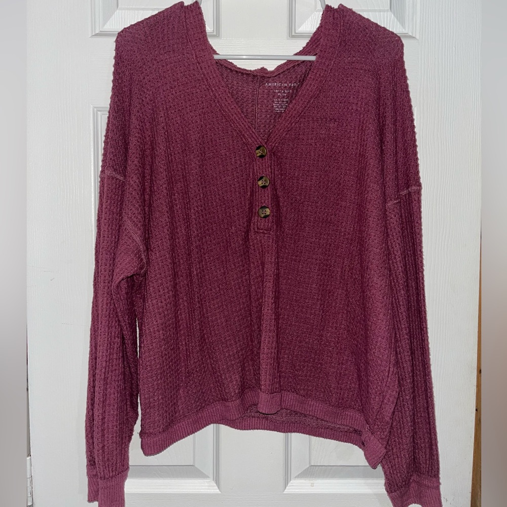 Waffle Knit American Eagle Top